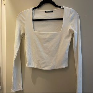 Zara square neck white tee